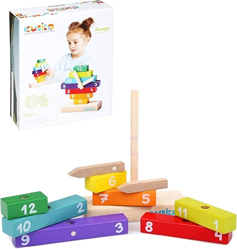 Miniatura 24 de CUBIKA Camión grúa de madera – Juego de vehículos de construcción magnética para niños pequeños a partir de 18 meses – Juguete Montessori