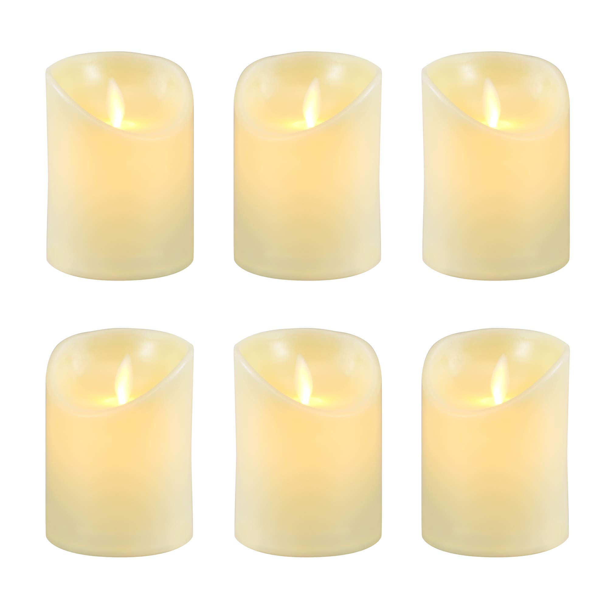 LumaBase 23006 Battery Operated LED Votives with Moving Flame (Set of 6), Cream