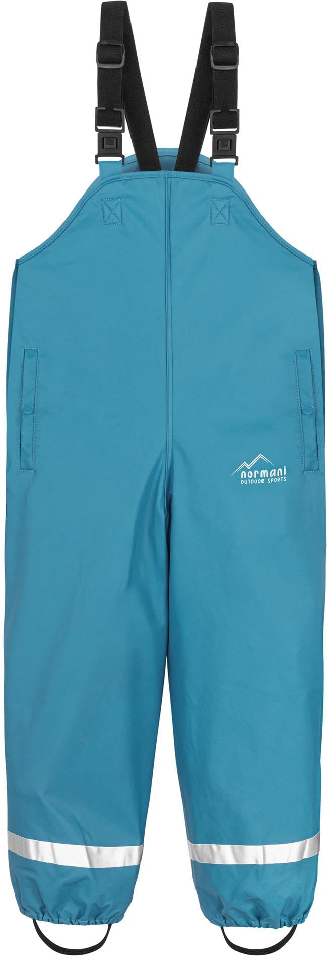 normani Unisex Kinder Regenhose mit Latzhose Regenlatzhose mit Hosenträgern - atmungsaktive Überziehhose - ungefütterte Buddelhose für Jungen und Mädchen - Wassersäule: 10.000 mm