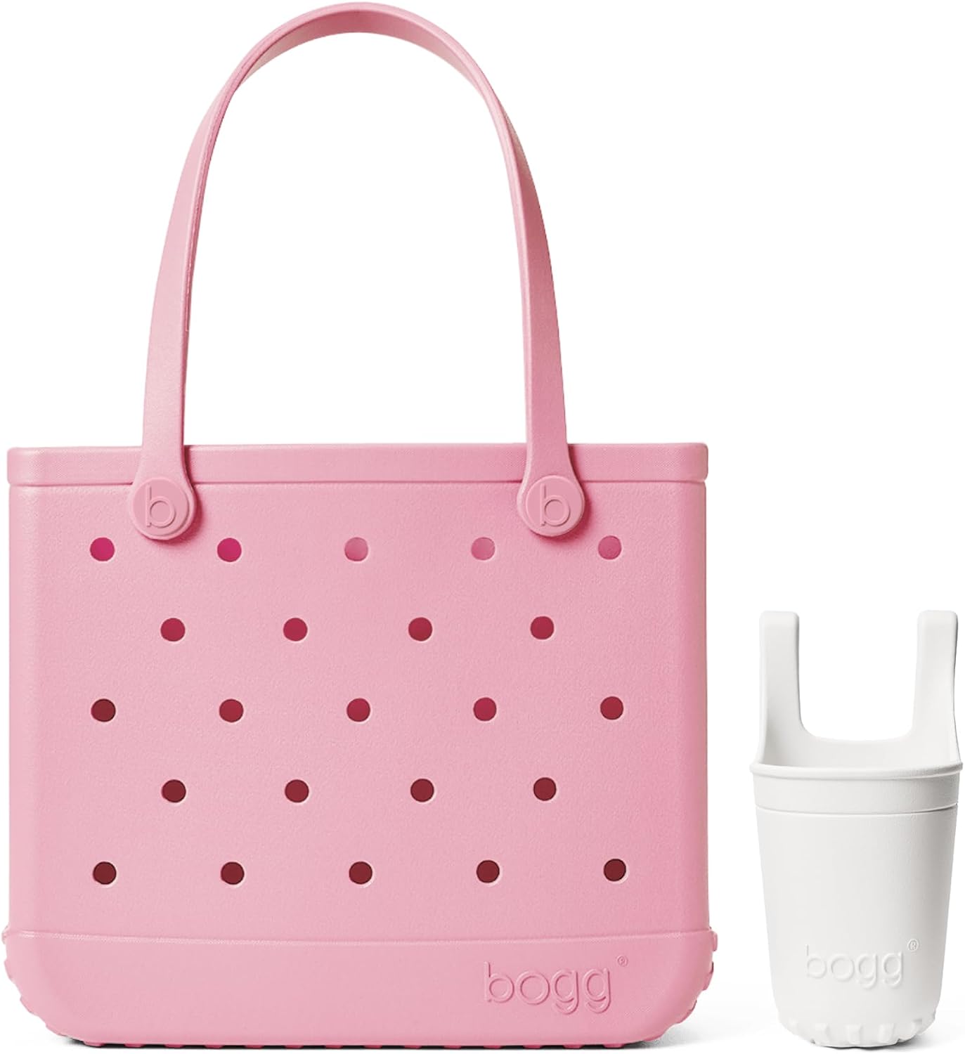 BOGG BAG Medium Tote (Blowing Pink Bubbles) + Bevy (For Shore White) - 15in L x 5in W x 12.5in H - Beach, Pool, Boat, Sports - All Purpose EVA - Lightweight, Washable, Durable
