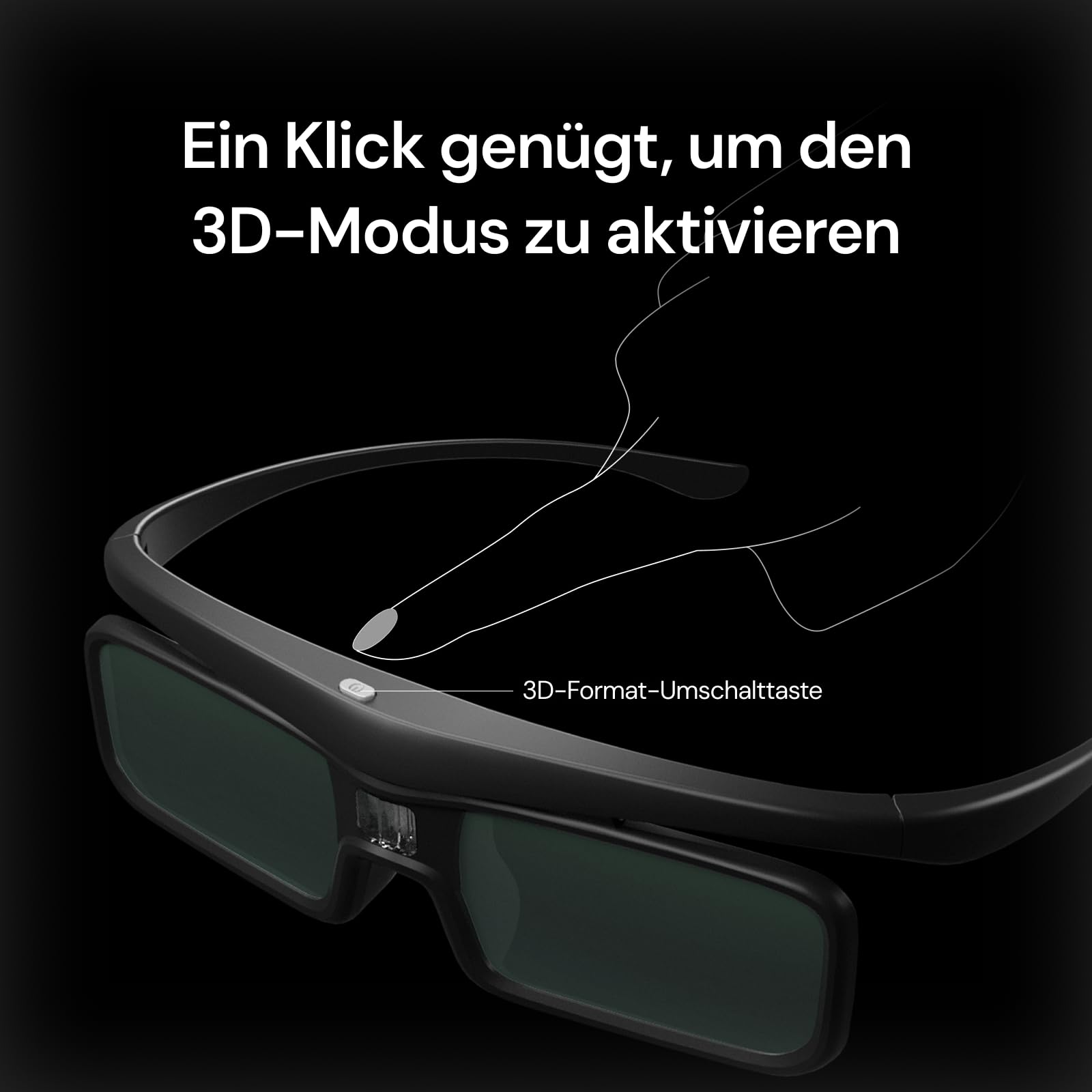 Valerion DLP Link 3D-Brille, wiederaufladbare aktive Shutterbrille kompatibel mit VisionMaster Max/ Pro2/ Pro, StreamMater Puls2/ Puls & Anderen DLP-Link 3D-Projektoren (2er Pack)