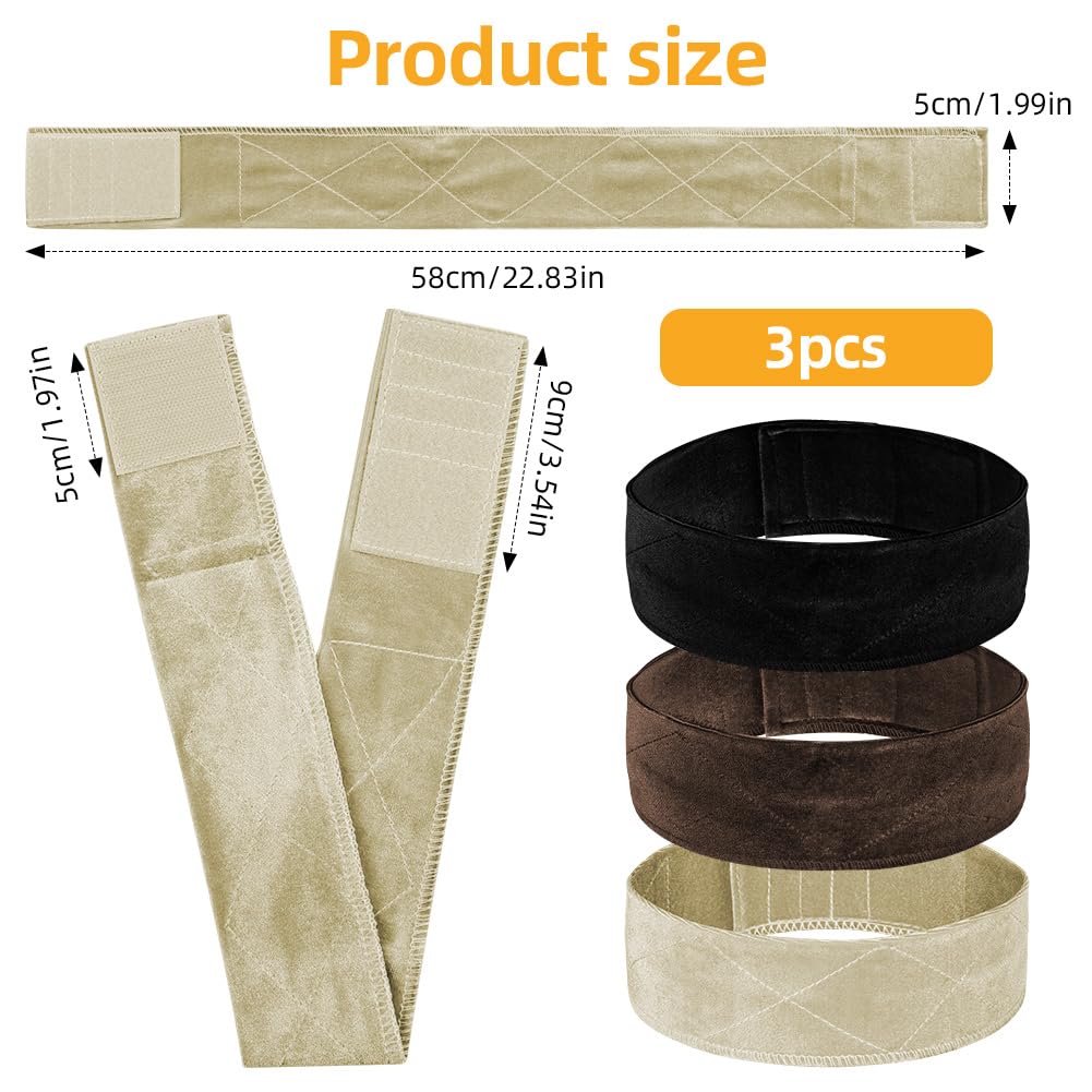 ALIIP Wig Grip Headband, 3 PCS Elastic Wig Bands, Non Slip Edge Band for Laying Down Wigs Adjustable Velvet Wigs Melt Bands - Image 2