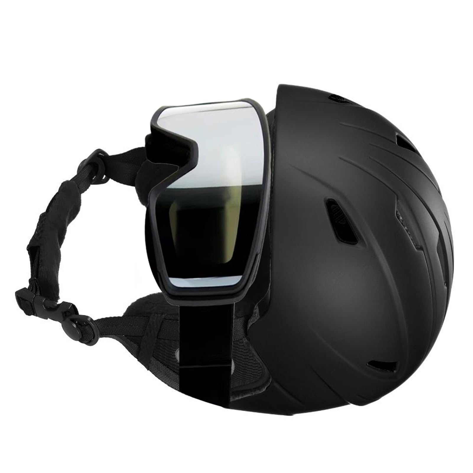 Juego de Casco y Gafas de esquí - Gafas Casco Snowboard a Prueba Golpes para Hombres, Mujeres y Adolescentes - Equipo Resistente Al Viento para Esquiar Hacer Snowboard Negro, M/L