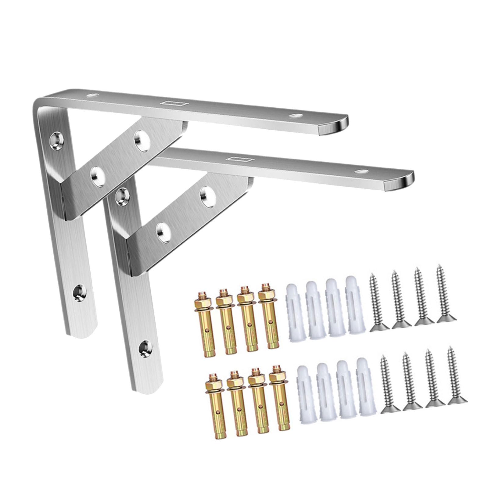 2Pcs High Strength Triangular Shelf Brackets, Stainless Steel Wall Mounted Supports for Garage & Kitchen Shelves Triangular Brackets Wall Shelf