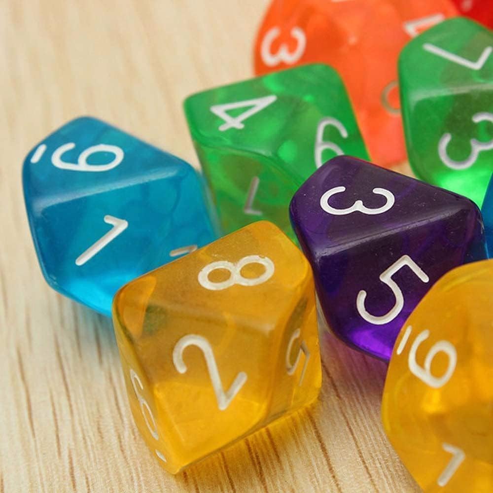 Pack of 10 Red D10 Polyhedral Dice, 10 Sides Acrylic Dice Transparent Dice for Table Games Role Play, Family Party Favor - Image 3