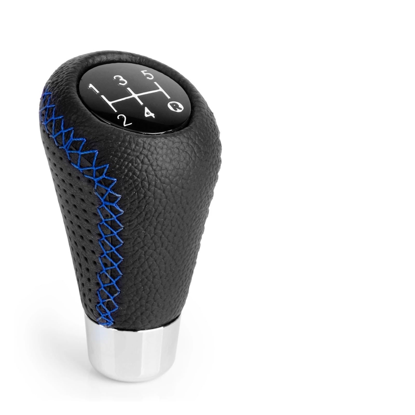 Jeocoai Car Gear knob Universal 5Speed Manual Leather Red Stitch Gear Shift Knob Car Stick Lever Transmission M8 M10(Blue)