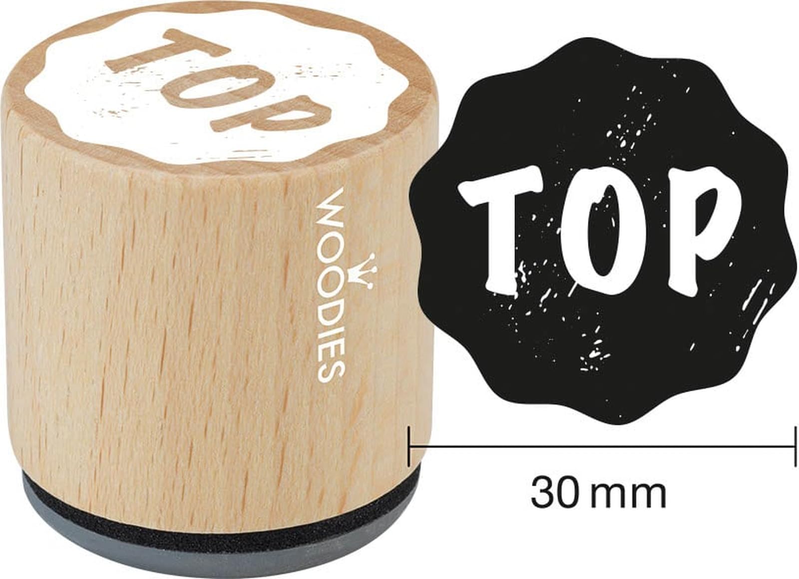 COLOP Woodies set di timbri in legno "Motivation" con 12 motivi, timbro di riconoscimento e motivazione in legno di faggio, Ø 29 mm, incl. 2 tamponi d'inchiostro, rosso e verde, 50 x 90 mm