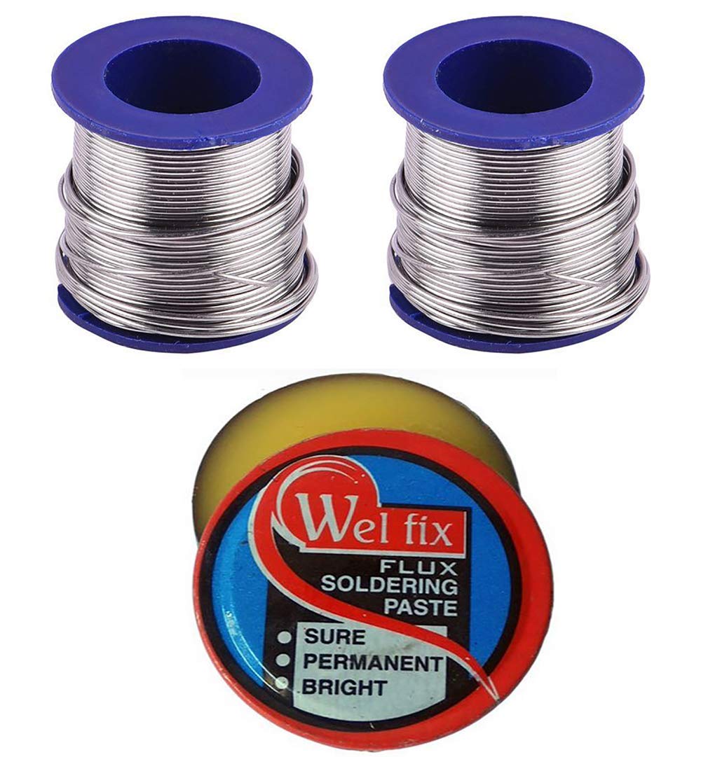2Pieces 20 grams Tin Lead Resin Core Soldering Iron Wire Reel and 1Pieces Paste-Flux