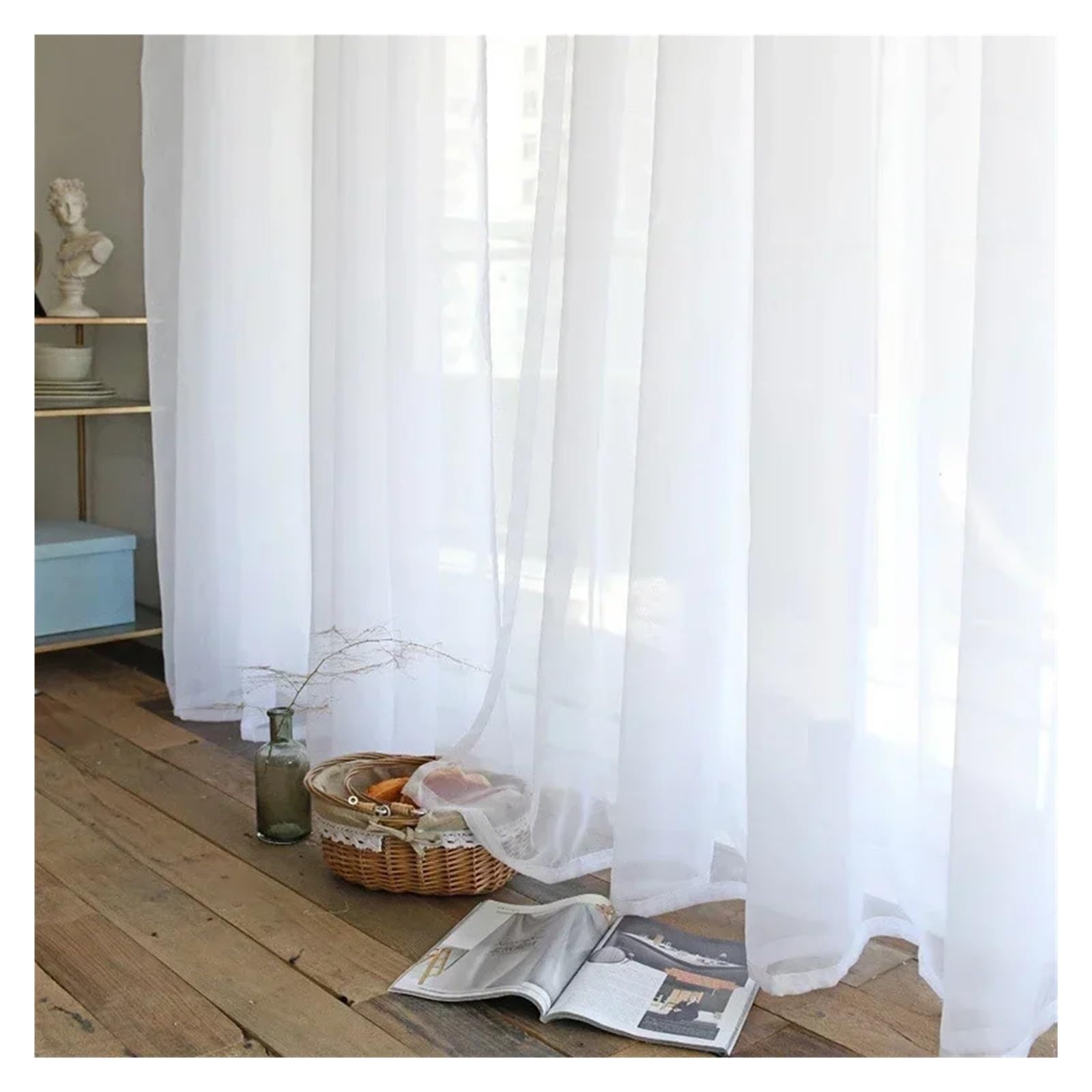 ITRHJTGP Gauze Curtain White Tulle Sheer Curtains For Room Yarn Transparentes Voile Door Screen Windows Screens Blind For Home(GROMMET TOP_W400CMXH250CM 1PC)