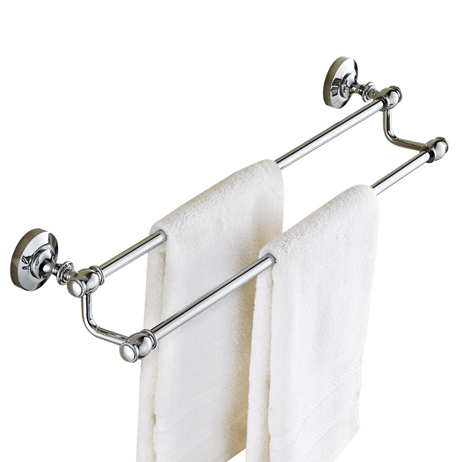 Rieles de Toallas montadas en la Pared - 40 cm 50 cm 60 cm 70 cm 80 cm Varilla Redonda de la Toalla de la Toalla de Doble Toalla para baño o Cocina, Acabado Pulido de Plata de Cobre Cromo
