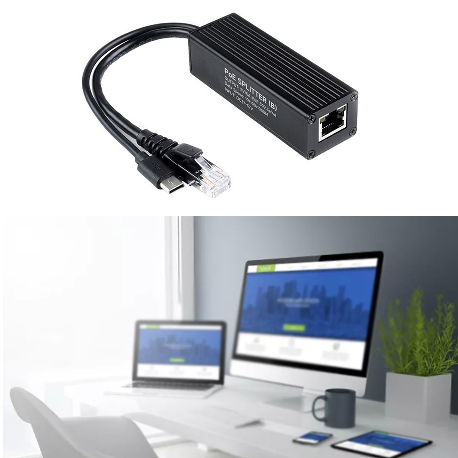 Splitter di Ethernet con l'adattatore dell'uscita di velocità 5V 5A di gigabit per i sistemi di sicurezza sicuri