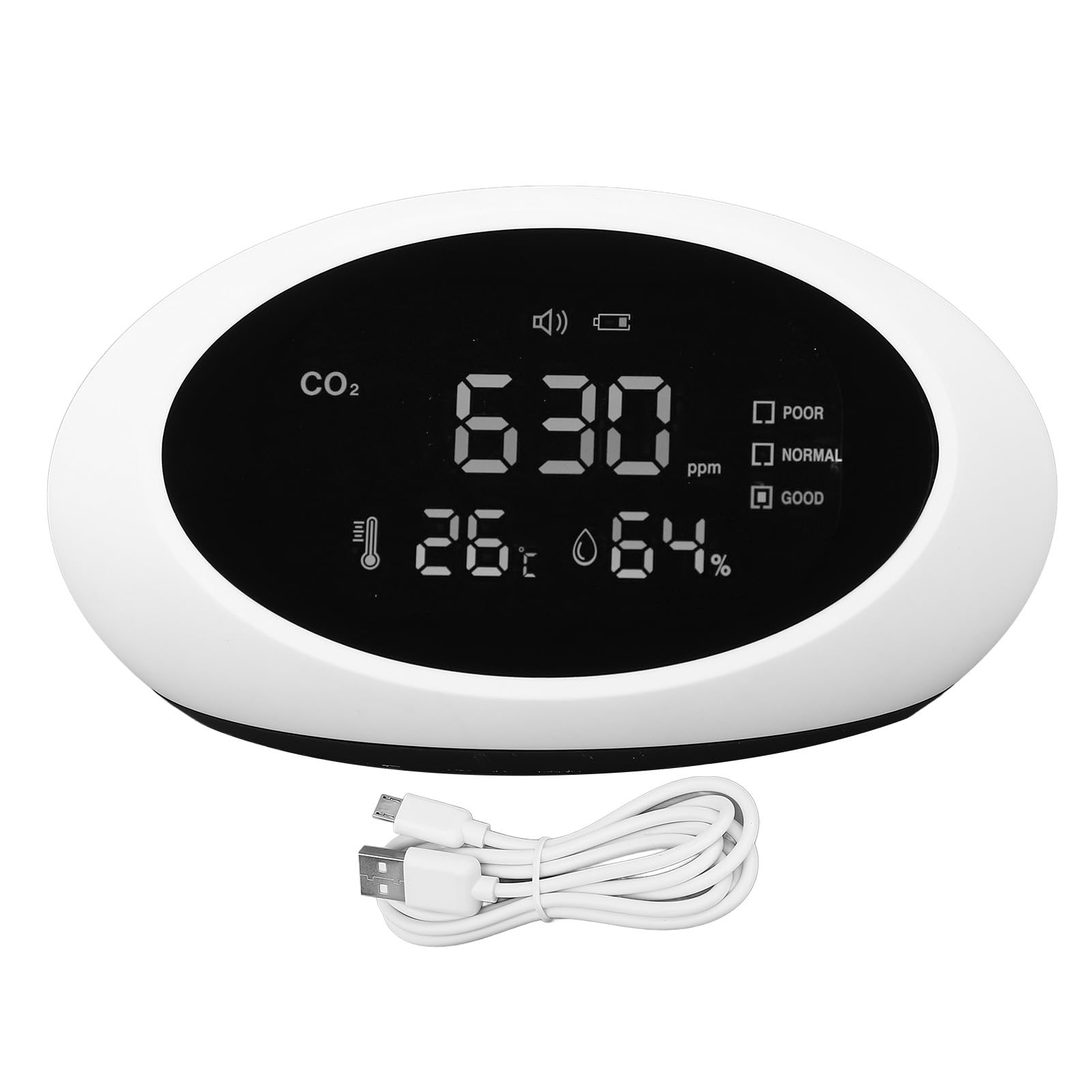 Detektor CO2 Wyświetlacz LCD ładowany dla higrometru na zewnątrz z termometrem z termometrem