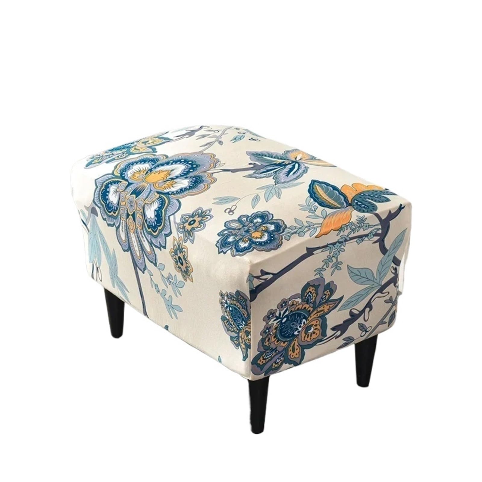 GCYEIDMA Wing Chair Slipcover Floral Printed Wing Chair Cover Stretch Armchair Covers Removable Relax Sofa Slipcovers with Seat Cushion(B1 Footstool Cover)