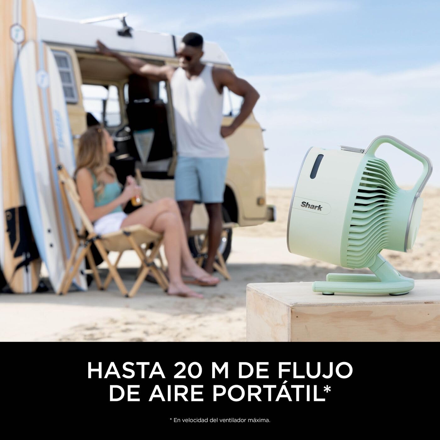 Shark FlexBreeze HydroGo, potente ventilador silencioso portátil con nebulización, para interior y exterior, con o sin cable, pequeño y ligero, 5 ajustes de velocidad, Menta FA050EUGN