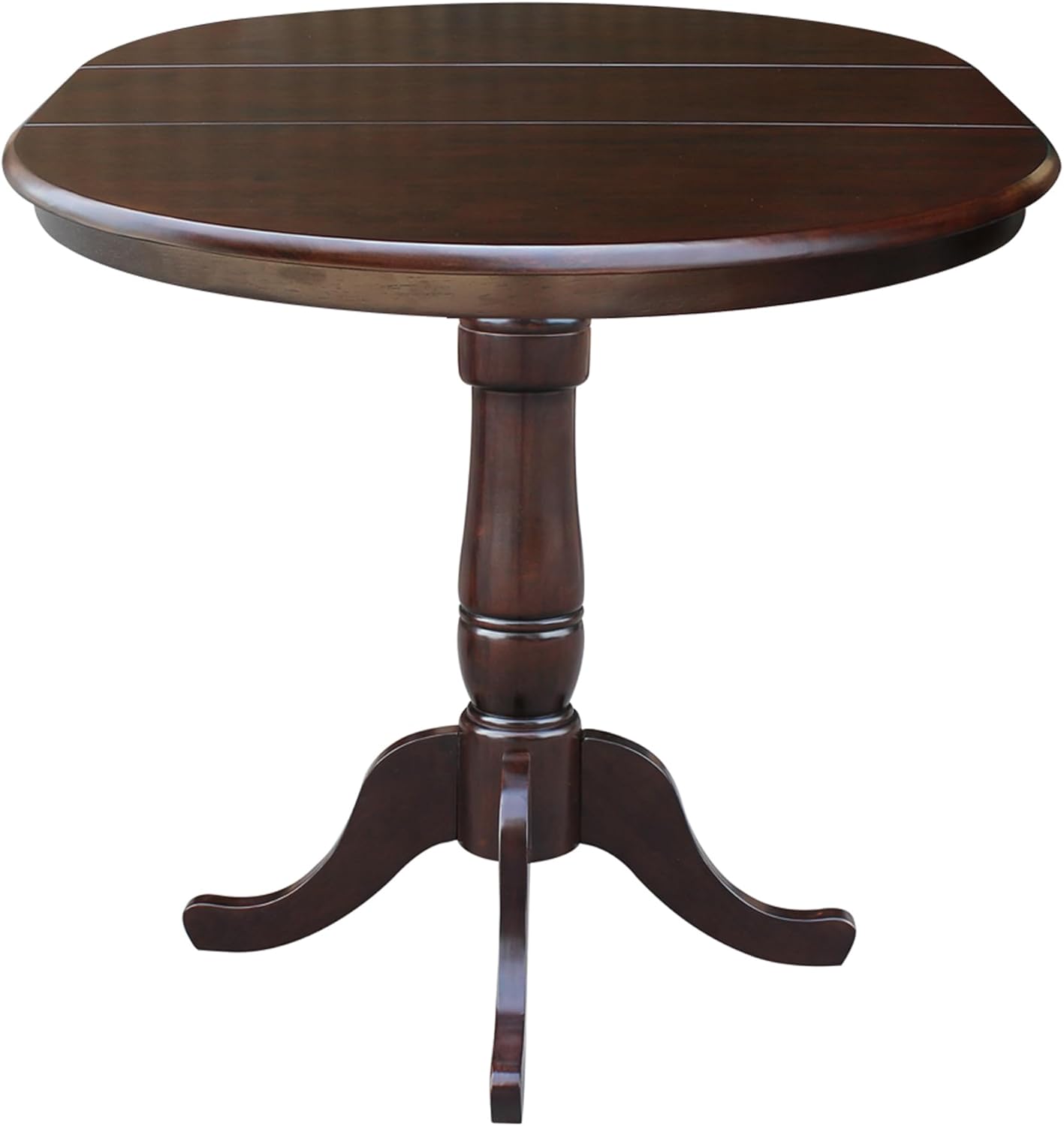 Rich Mocha Solid Wood 36" Round Extendable Counter Height Table