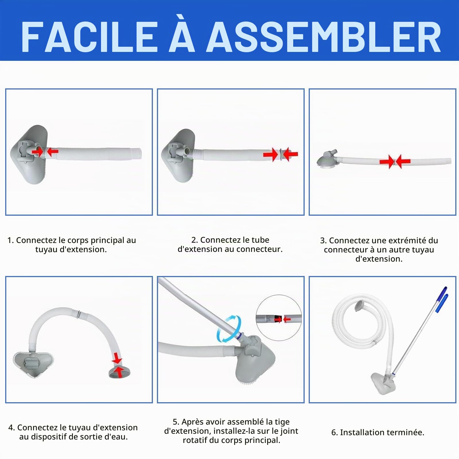 Kit De Nettoyage,Aspirateur de Piscine,Kit d'entretien pour Piscine,Aspirateur sous-Marin,Balai Aspirateur Piscine,Accessoire de Piscine,pour Spas,Jacuzzi,Piscines