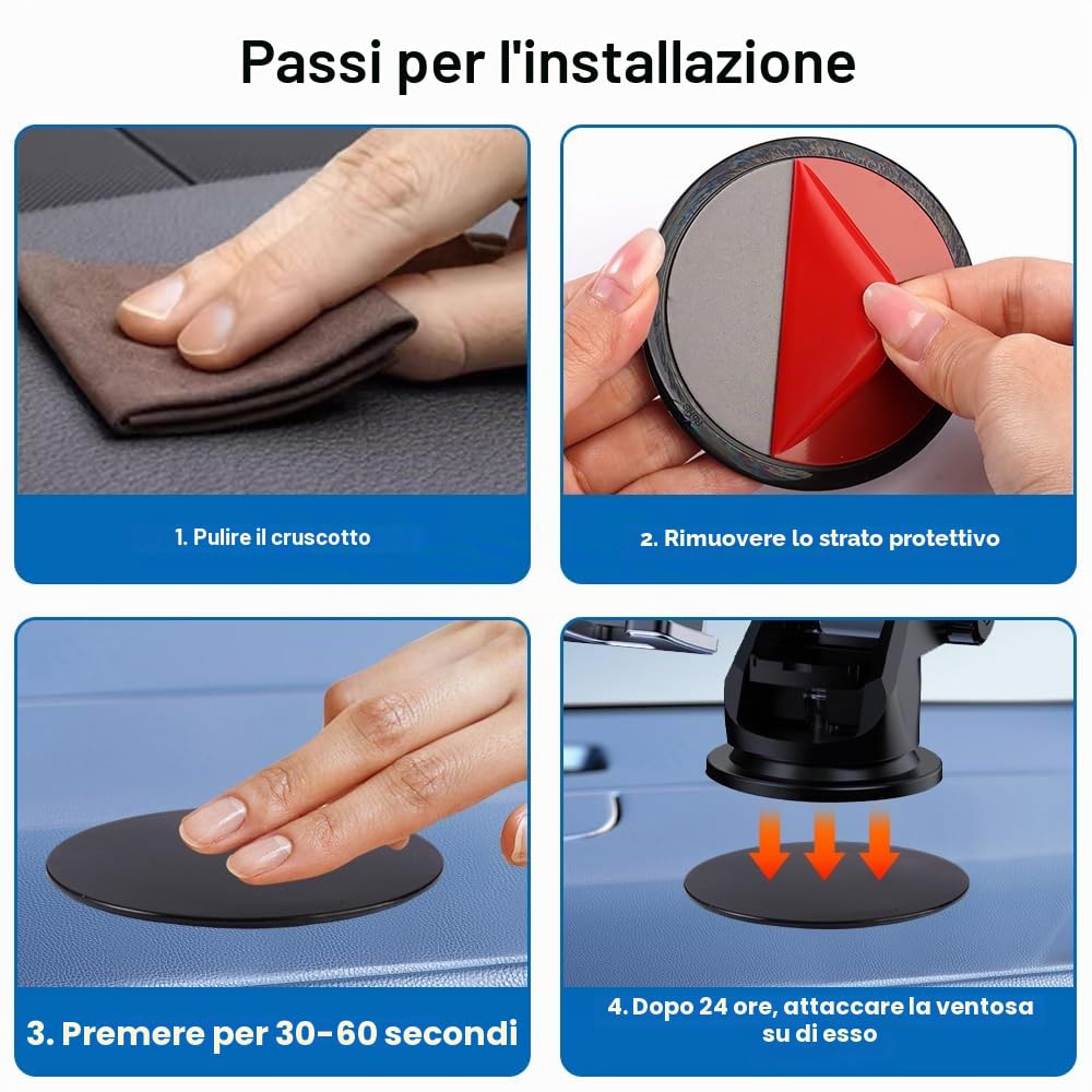 2 Dischi Adesivi Per Cruscotto Auto | Diametro 80 Mm | Per Ventose Di Navigatori E Dash Cam - 3