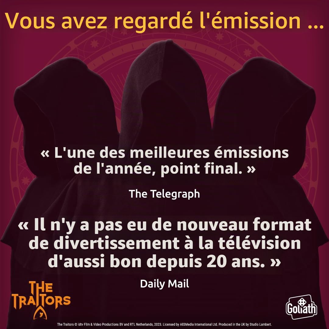 Goliath Games Present : The Traitors - Jeu de société officiel | Basé sur l'émission à succès de la BBC | Les fidèles peuvent-ils attraper le traître ? | Pour 4 à 6 joueurs | À partir de 12 ans