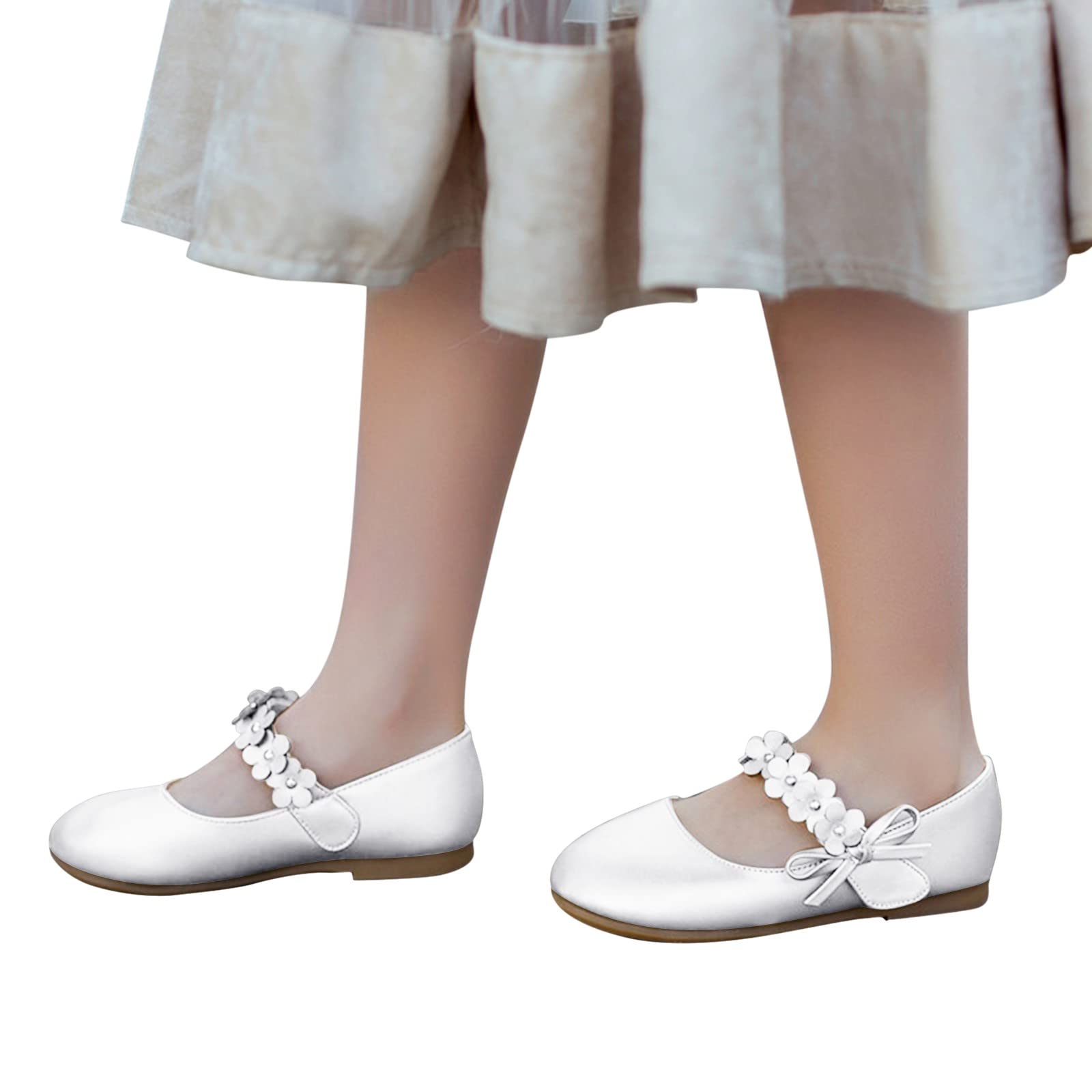 Zapatos de noche para niños y niñas, zapatos de vestir, planos y ligeros, zapatos de baile, elegantes princesas, zapatos de noche, con perla y flor, zapatos de comunión, zapatos de noche de cumpleaños
