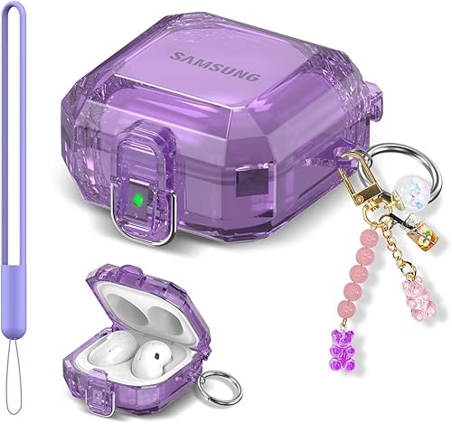 Bloqueo actualizado Funda transparente para Galaxy Buds 2 Pro, funda para Galaxy Buds Pro, funda para Galaxy Buds 2, funda protectora completa de