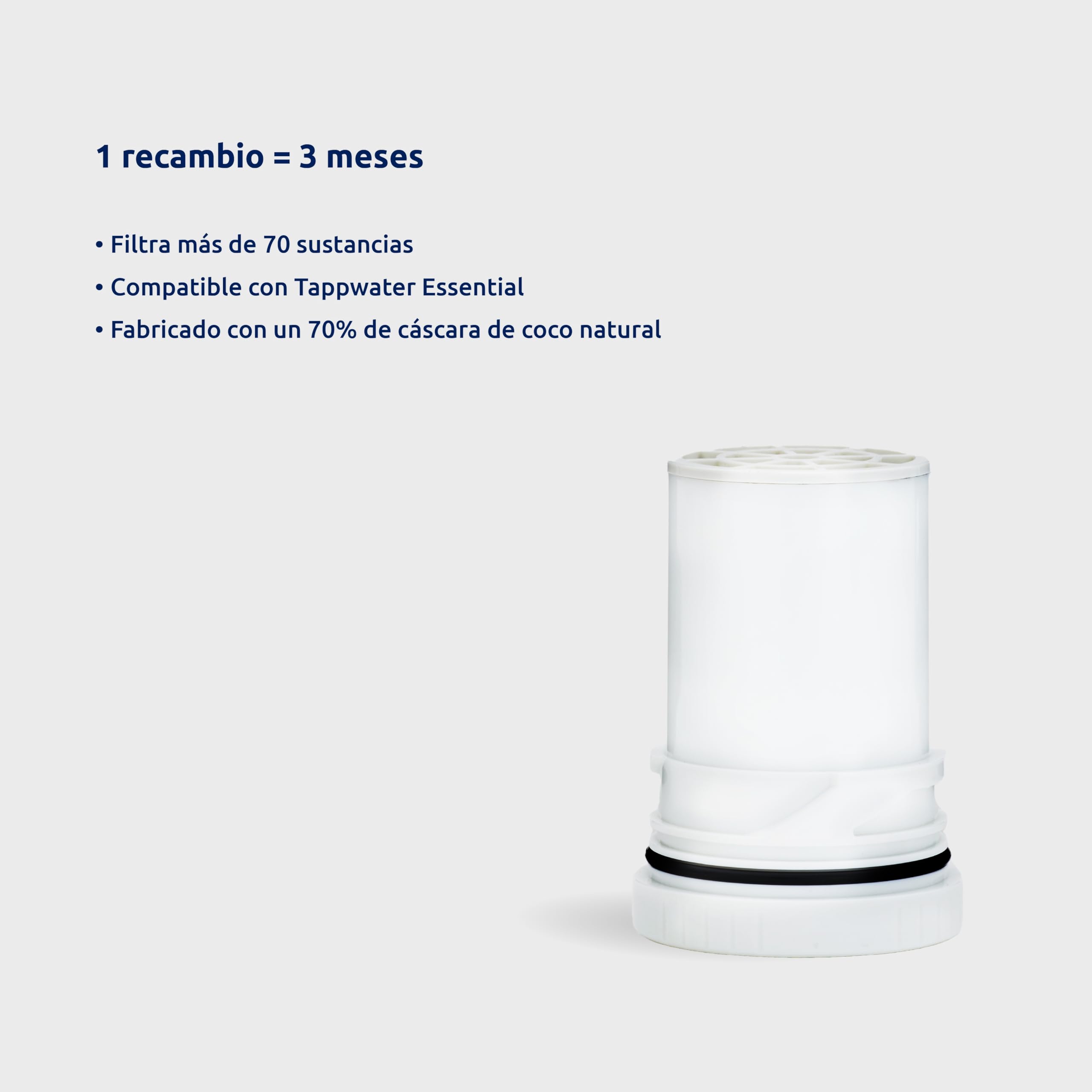 Tappwater Essential Refills - Juego de 2 cartuchos de recambio para filtro de agua Essential