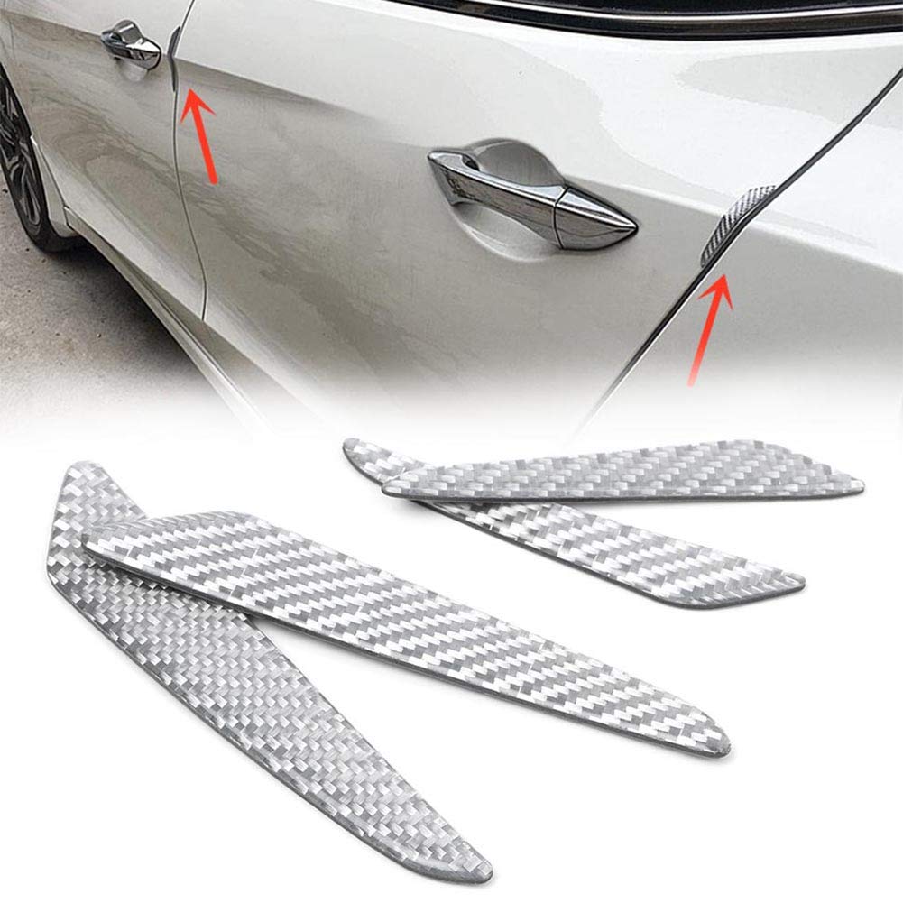 GZYF Automative White Carbon Fiber Side Door Protective Strip Guard Edge Defender Protector Trim Sticker Universal for Most Car, 4Pcs