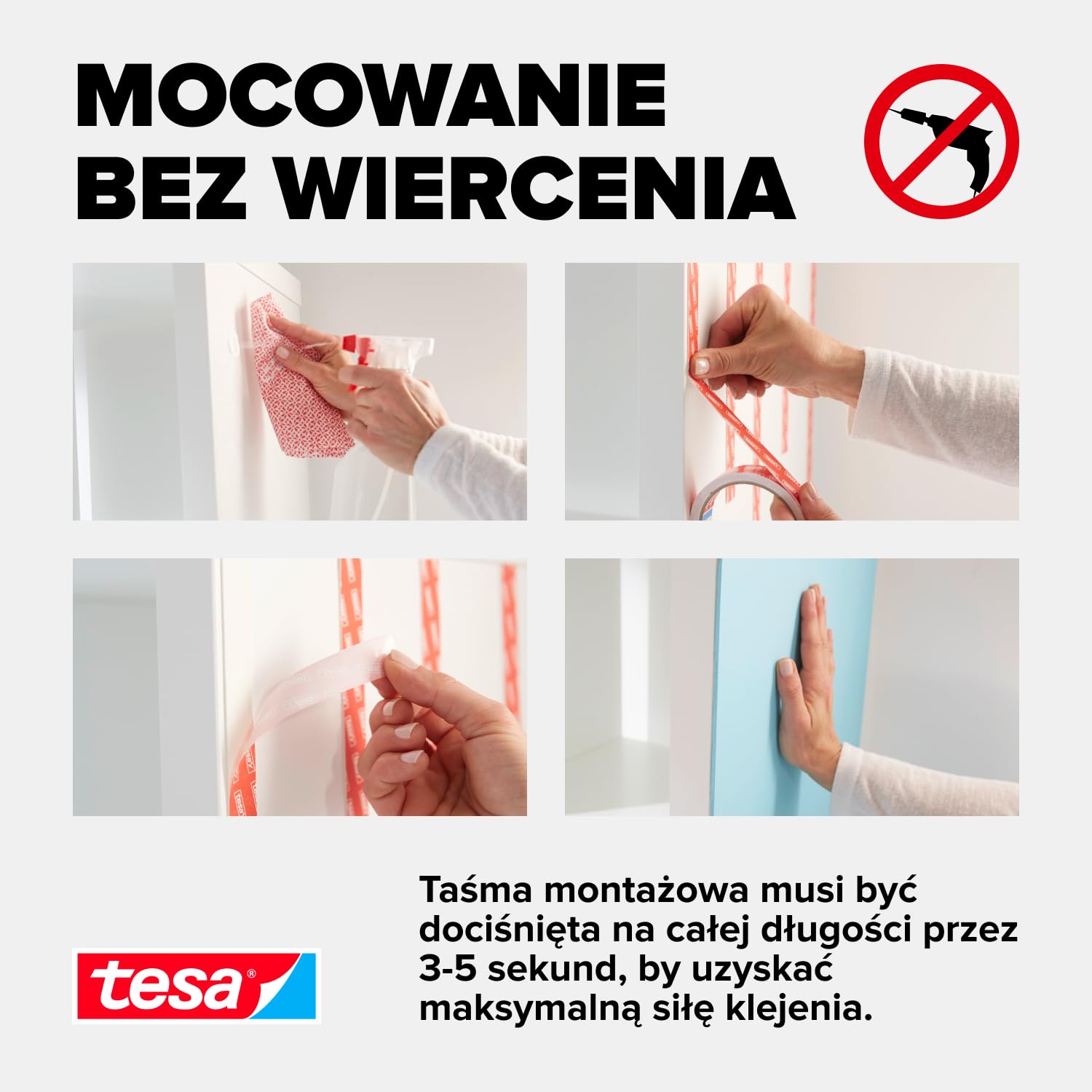 Tesa PowerBond 55792-00001-00 Taśma Montażowa, Biały, 5m x 19mm