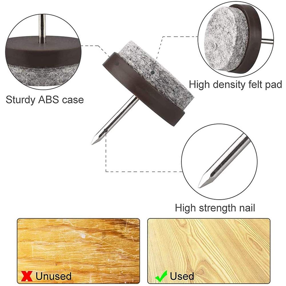 Paquete de 50 deslizadores redondos de fieltro con clavos, protectores gruesos para patas de muebles para sillas y mesas, reducen la fricción y protegen los suelos de madera, ideal para uso doméstico