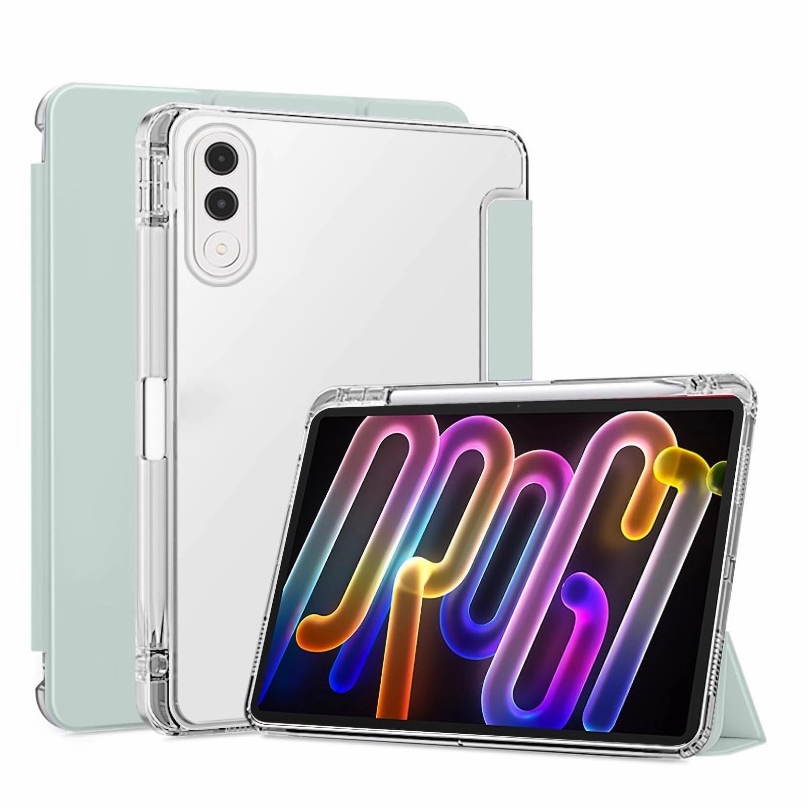 Stand Case for Lenovo Yoga Tab Tablet 11.1 Inch, FJIASTB Scratch-Resistant PU Front Cover and Shock-Proof TPU Back Shell with Pen Holder, Auto Sleep/Wake (Light Green)