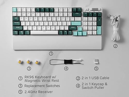 Miniatura 8 de RK ROYAL KLUDGE RK96 RGB Limited Ed, 90% 96 teclas inalámbricas triple modo Bluetooth 5.02.4GUSB-C Teclado mecánico intercambiable en caliente con