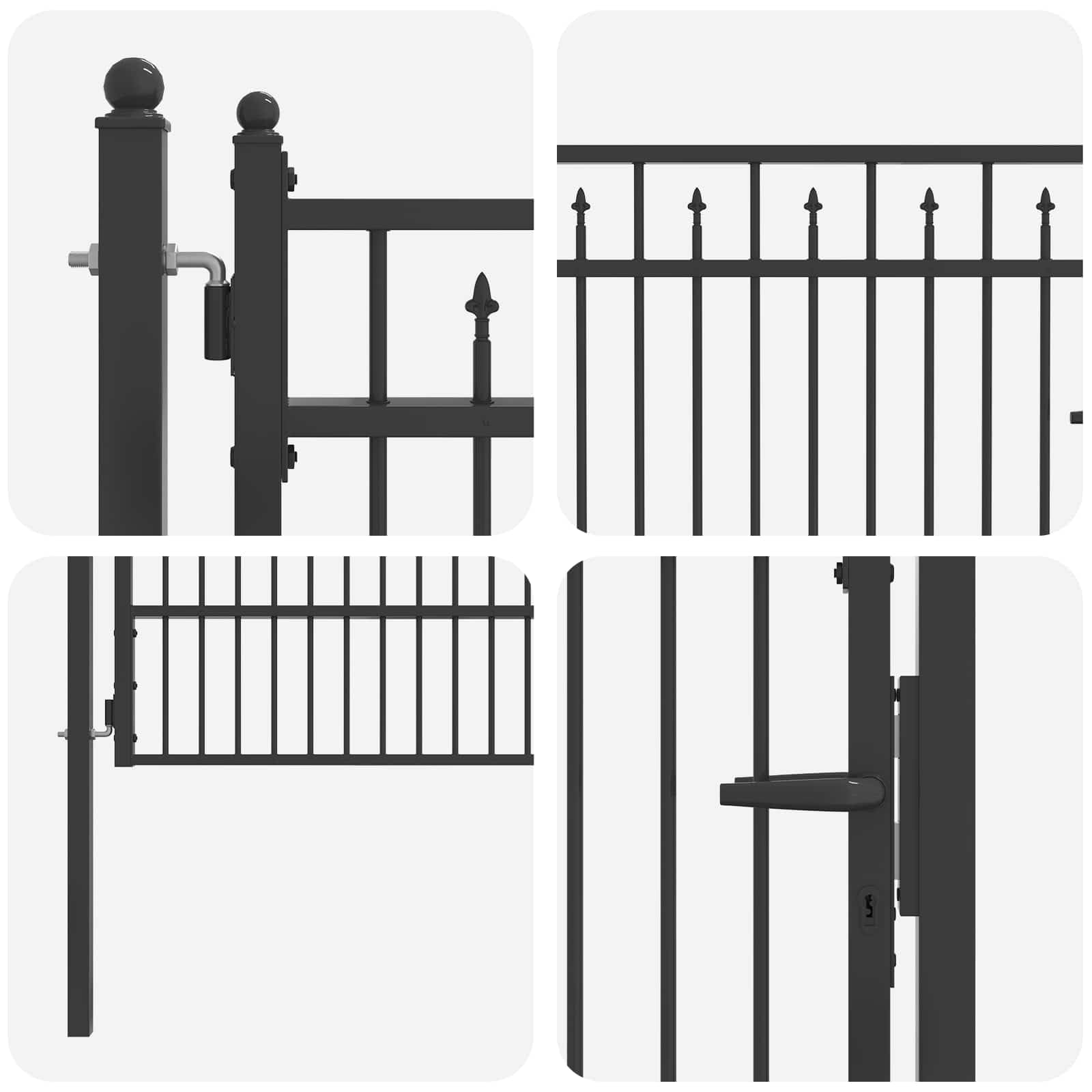 vidaXL Cancello per recinzione HORST 100 x 175 cm Metallo Nero, Cancello moderno, sicurezza in giardino, soluzione d'ingresso, recinzione esterna, accesso alla proprietà