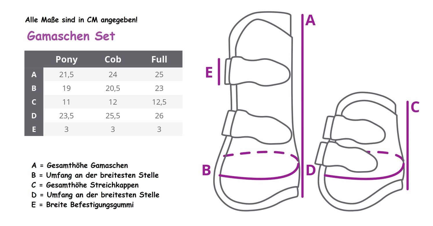 NETPROSHOP Gamaschen u. Streichkappen (4er Set) mit elastischen Schnellverschlüssen, Groesse:Full, Farbe:Dunkelgruen