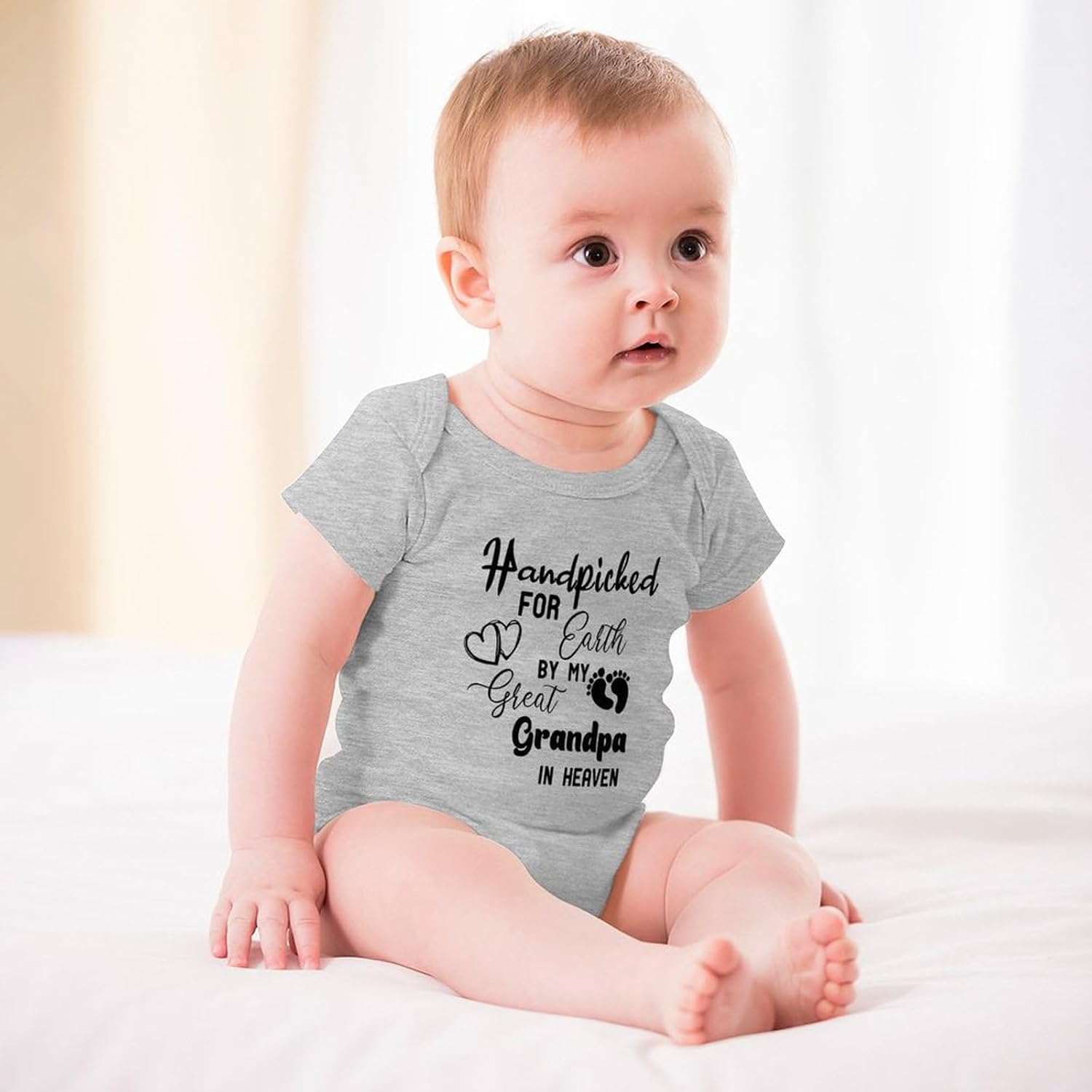 Hand Picked For Earth By My Great Grandpa In Heaven Baby Clothes Short Sleeve Infant Romper Newborn Outfits