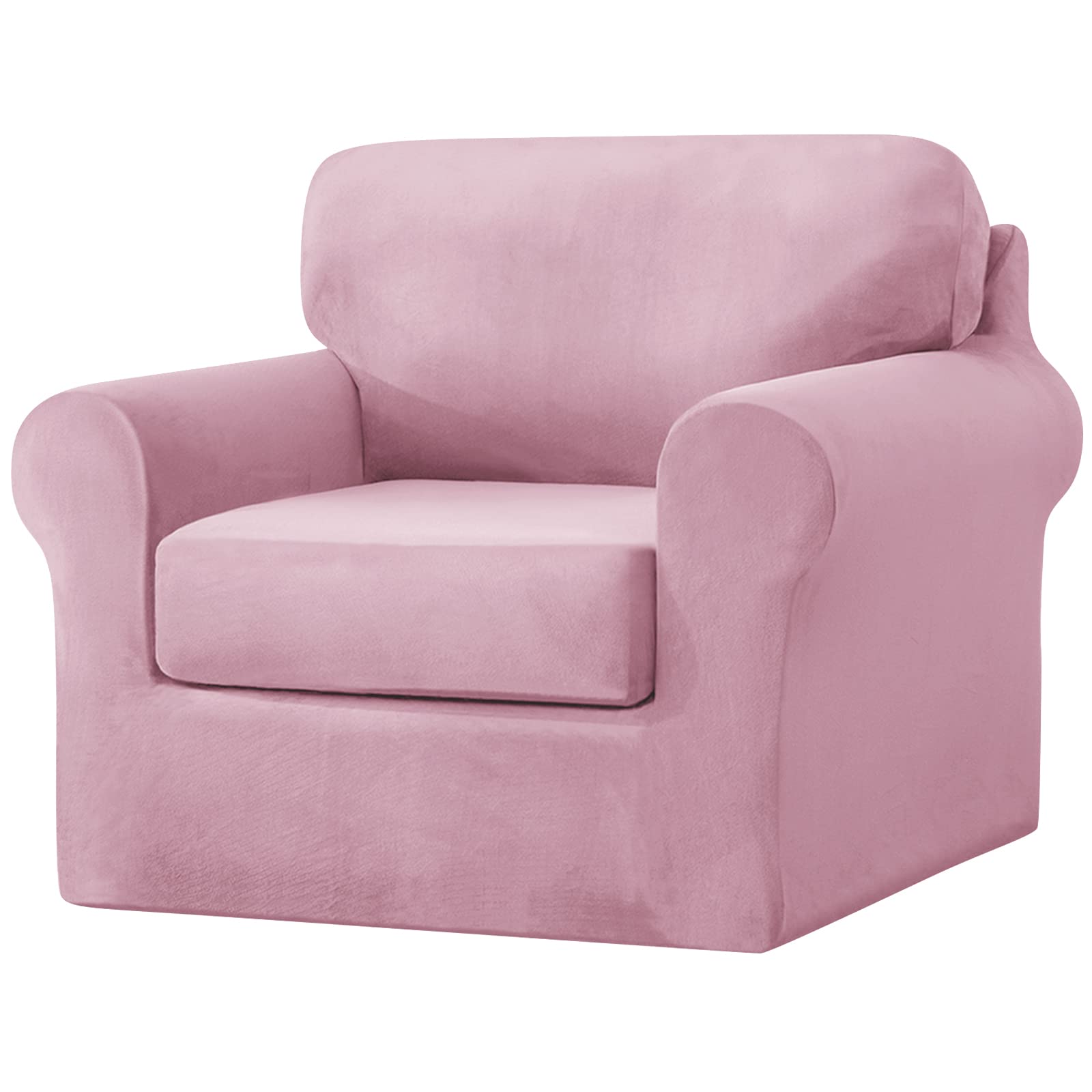 SYLC Sofa Cover with Separate Seat Cushions and Backrests Stretch Velvet Sofa Slipcover Couch Covers Furniture Protector Split Combined (Pink,1 Seat Set 3 PCS)