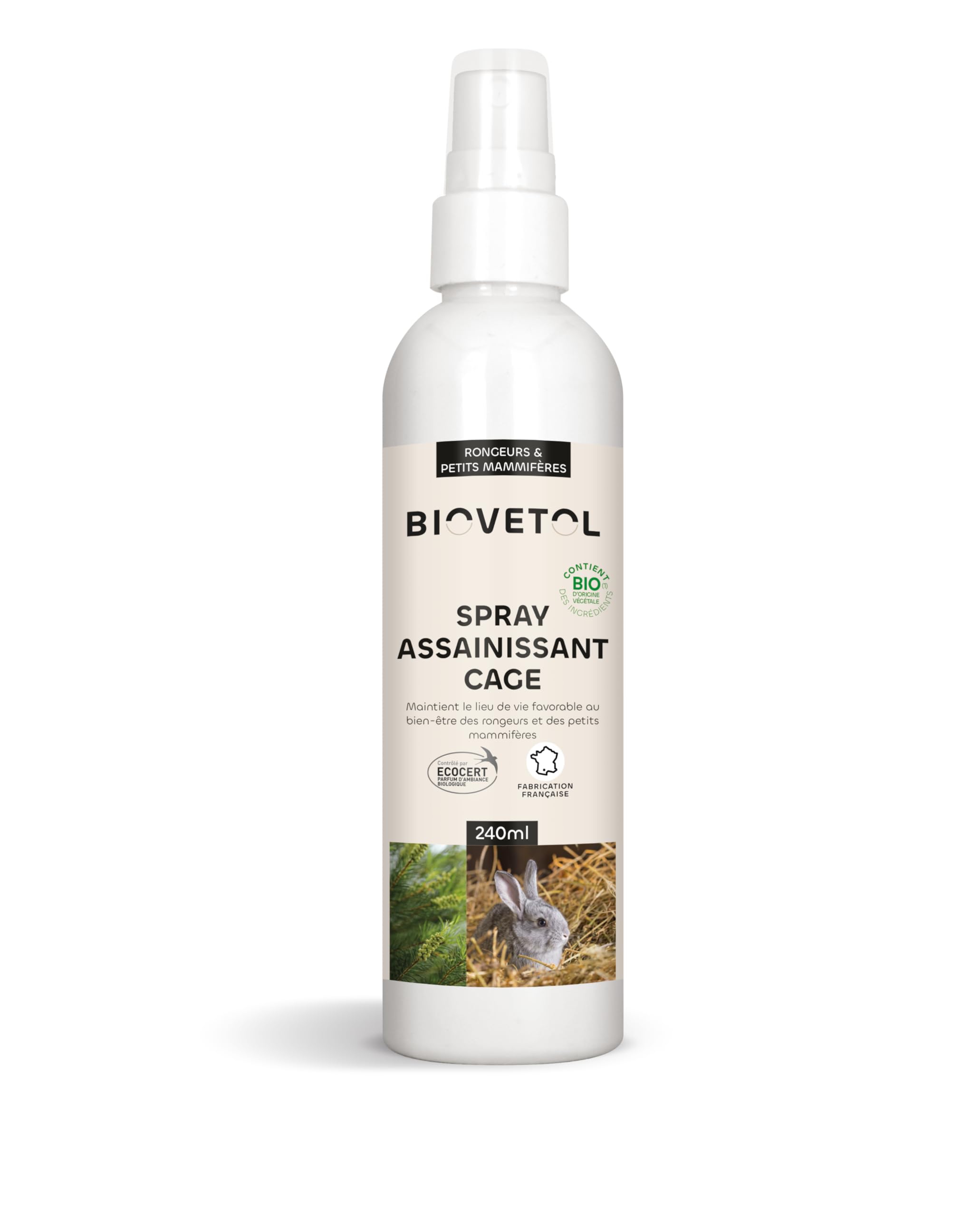 Biovetol Spray Assainissant Cage Antiparasitaire Rongeurs Petits Mammifères 240ml Bio France