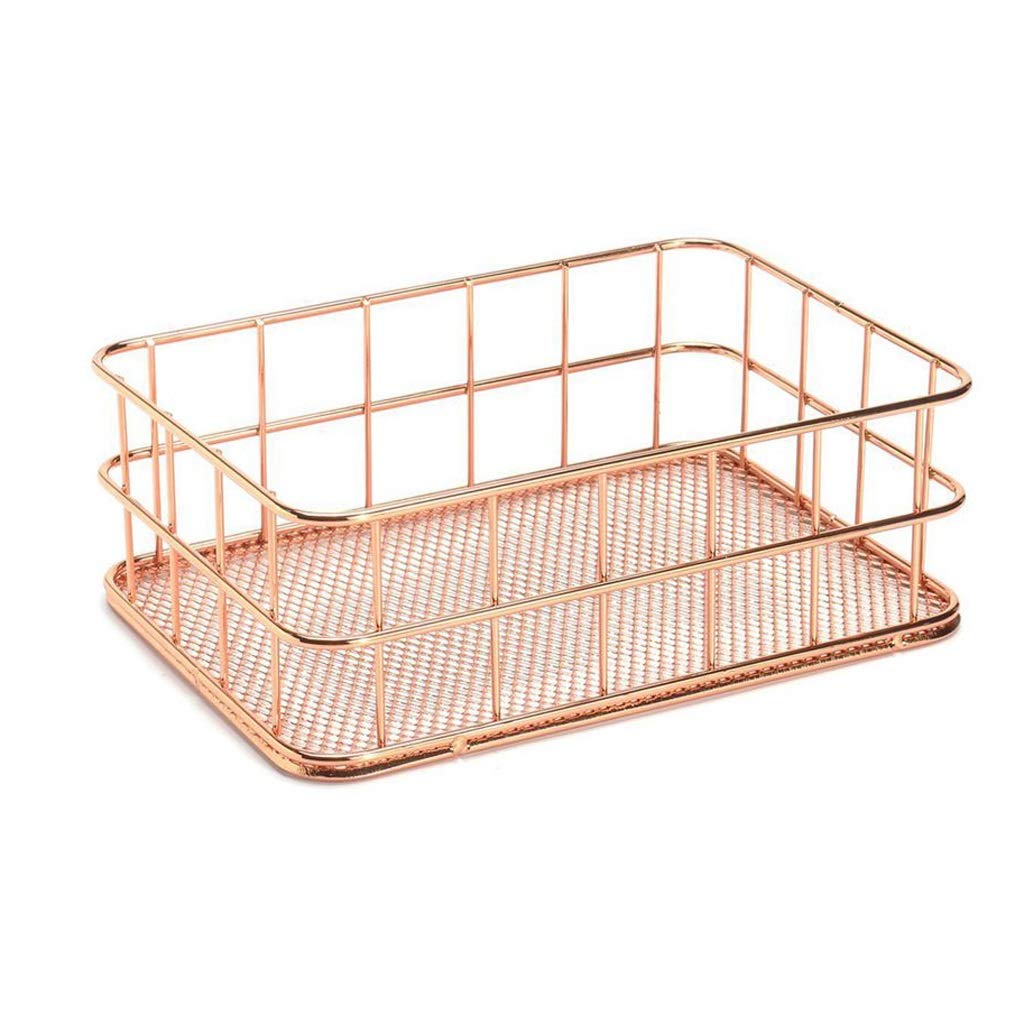 Storage Basket Metal Wire Bathroom Shelves Makeup Organiser Rose Gold Brush Pen Holder Wire Mesh Bathroom Toiletries Storage Bas