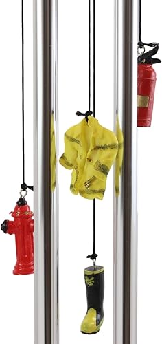 Miniatura 5 de Ebros Gift Black Gear Outfit Bombero en línea de servicio con manguera de incendios unida a hidrante resonante relajante campanilla de viento Patio