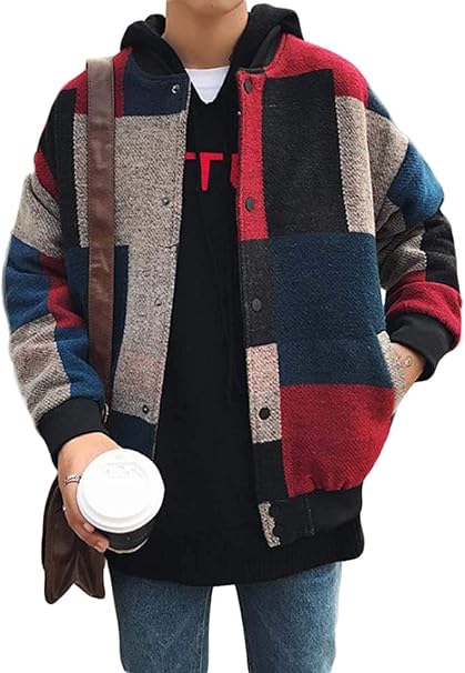 Amazon Beibang バイバン メンズ ジャケット チェック柄 ゆったり アウター ストリート系 韓国ファッション ショートコート 通学 冬服 コート ジャケット 通販 Amazon Beibang バイバン メンズ ジャケット チェック柄 ゆったり アウター ストリート系 韓国ファッション ショートコート 通学 冬服 コート ジャケット 通販