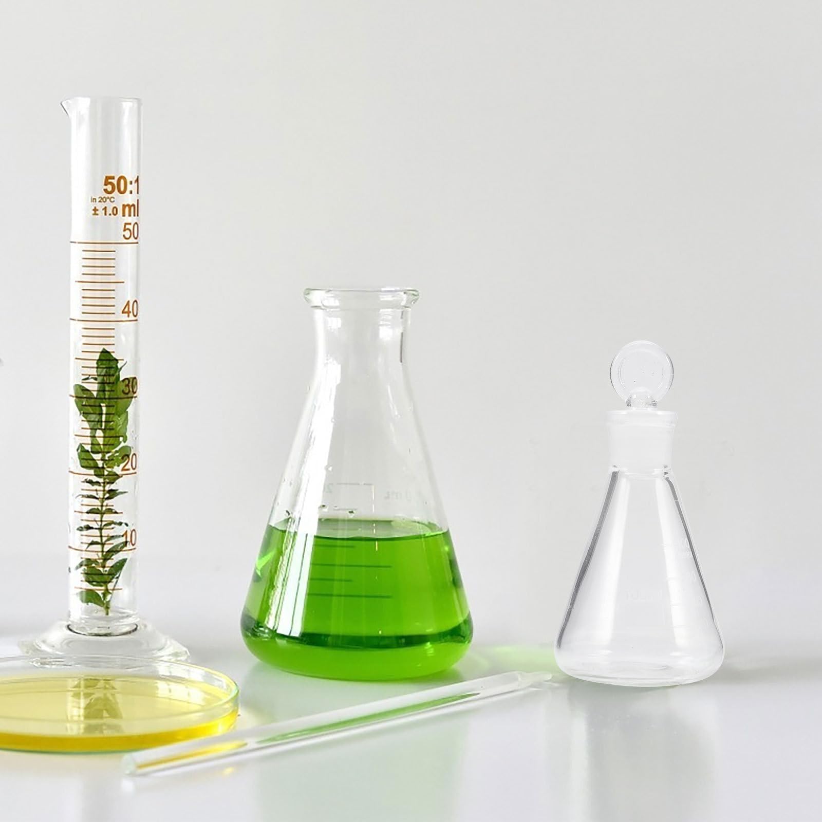 Flacon Conique en Verre 100 Ml Bouchon Solide Flacon Erlenmeyer Chimique pour Expérience de Laboratoire Matériel Scientifique Résistant à la Chaleur Chocs Usage Chimie et