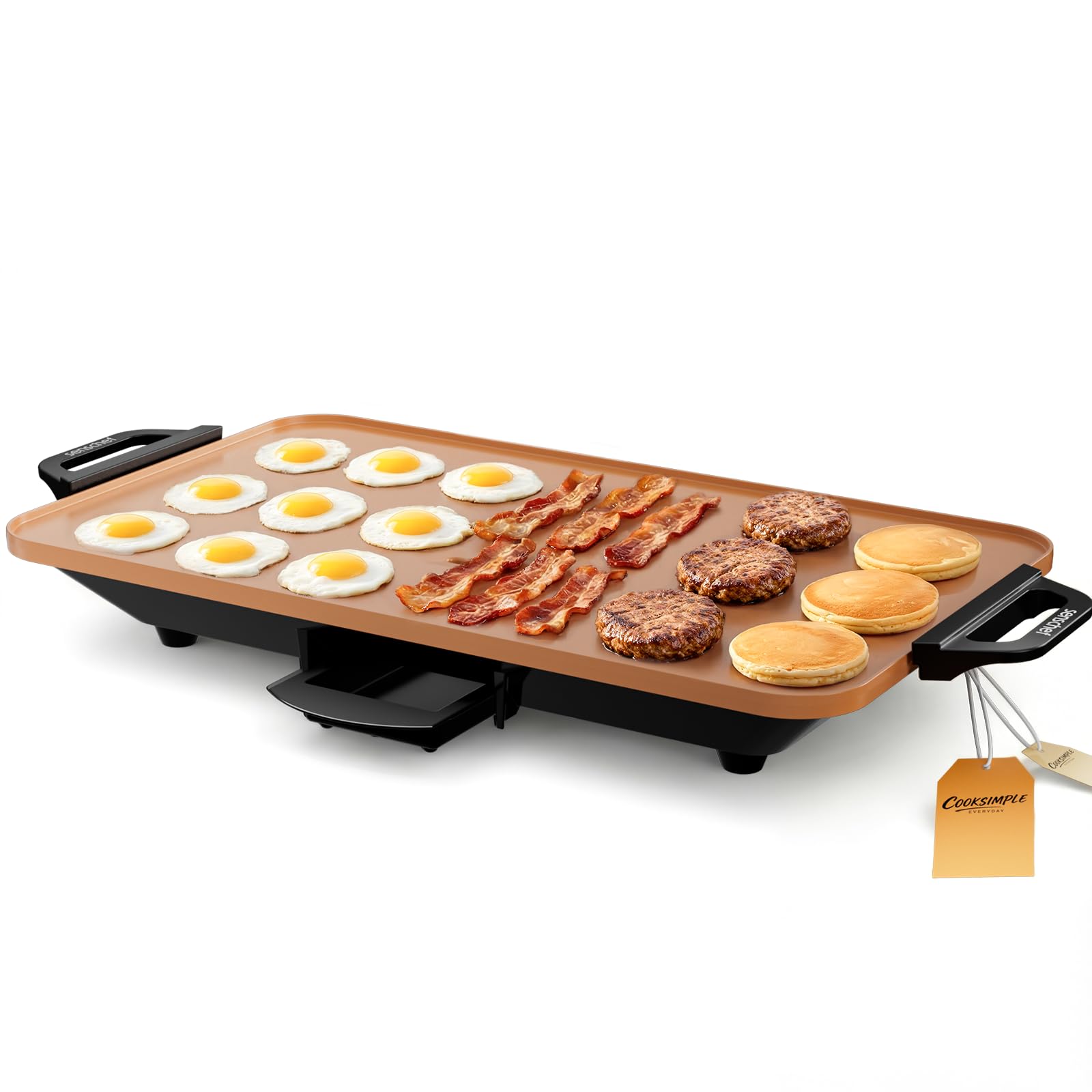 Photo 1 of **FOR PARTS/ HAS BROKEN PLASTIC PIECES** SENSCHEF CookSimple Everyday 20"x12" Electric Griddle–1700W Nonstick PPG Ceramic Surface, Large Flat Design, Perfect for Family Meals, Pancakes&Eggs, Fast Even Heating, Easy to Clean, Ceramic Copper