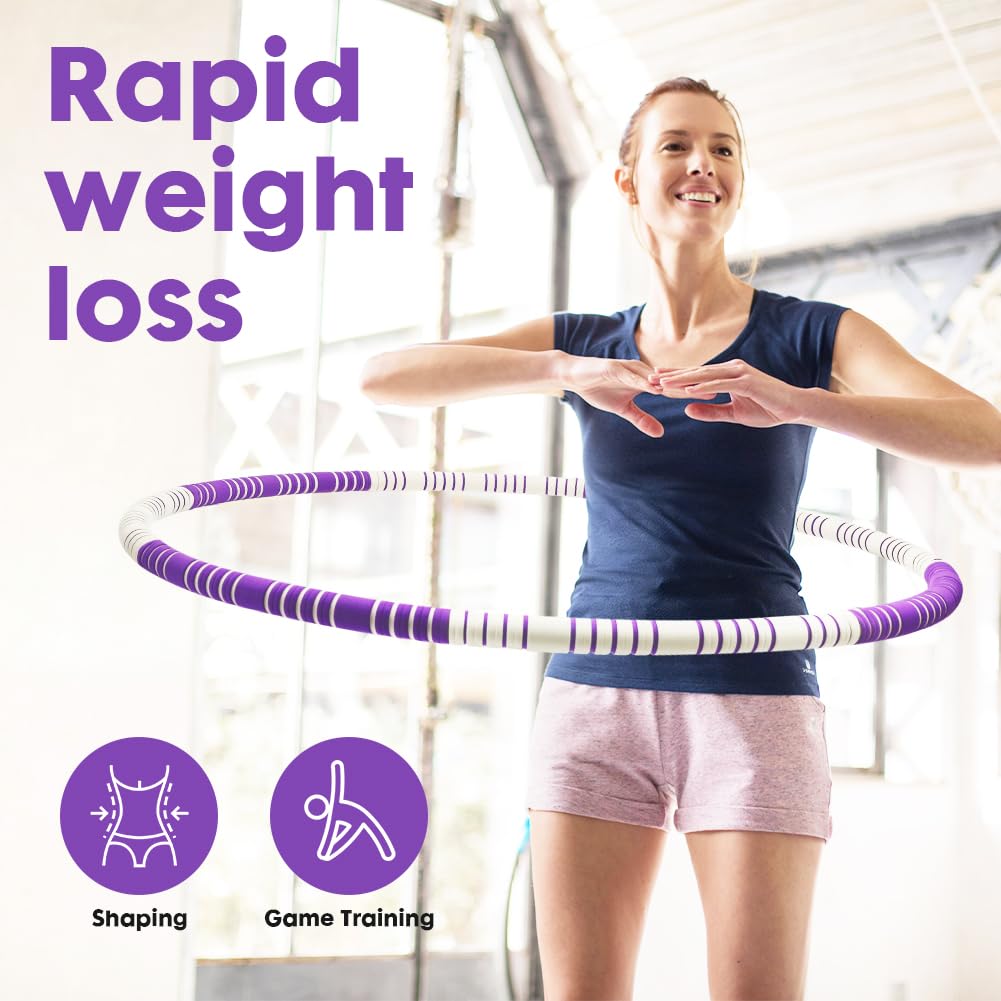CEWROM Hula Hoop Reifen Erwachsene 1,1 kg, Kalorien-Booster mit Massage-Effekt – Fitnessreifen für Bauchstraffung & Fettverbrennung für Anfänger zum Abnehmen Sport 8 Segmente Abnehmbarer
