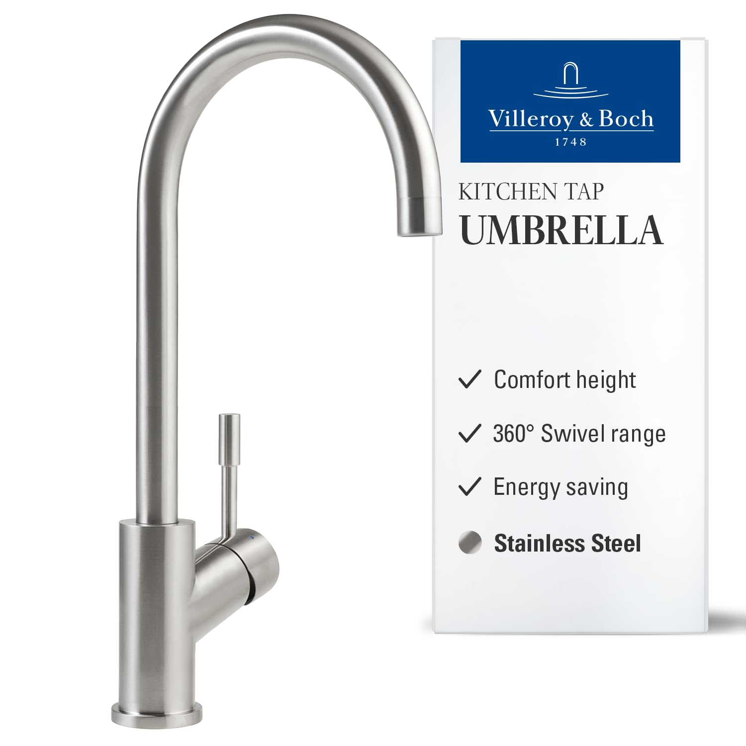 Villeroy & Boch Umbrella Stainless Steel Kitchen Mixer Tap from B&Q
