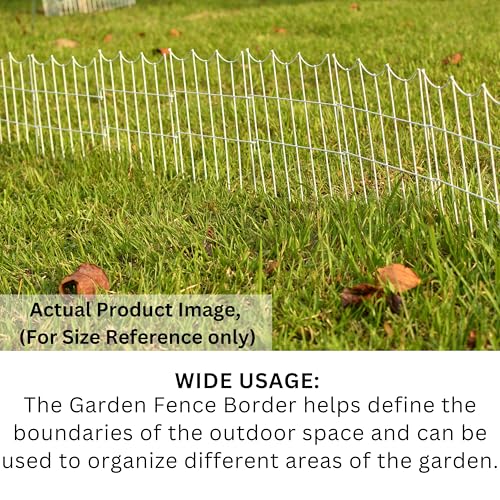 ShopLaLa Decorative Garden Fencing (10 Panels) 13in(L), x 16.5in(H) Rustproof White Metal Wire Barrier Small Fence, Edging for Landscape Patio Outdoor Decor, Fences for The Yard No Dig Border D-H16.5