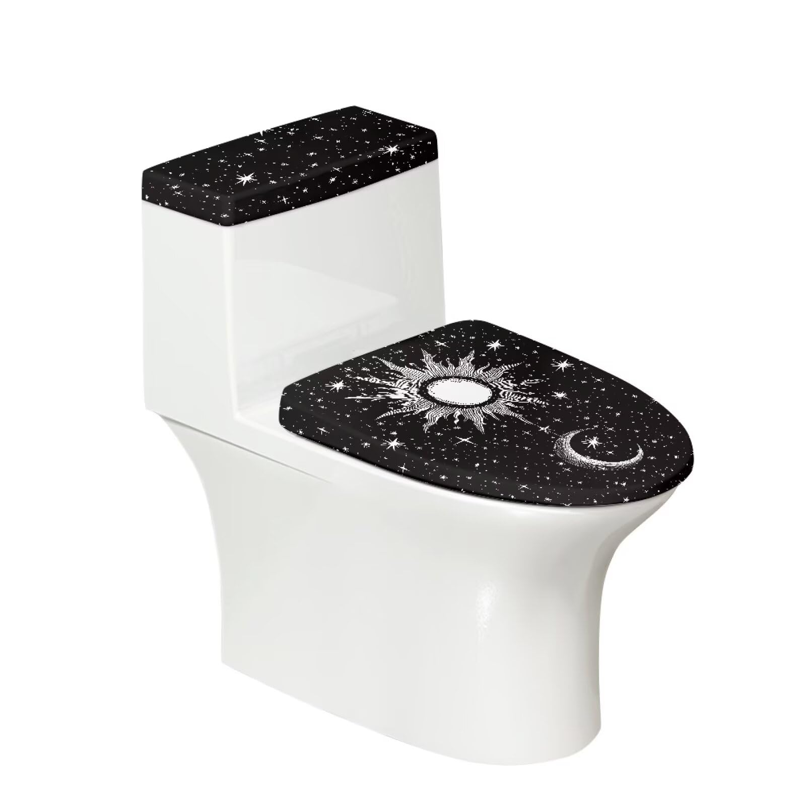 Oamsistay Gothic Sun Toilet Lid Seat Cover Set Cute Toilet Lid Cover and Toilet Tank Lid Cover Bathroom Decoration Toilet Tank Cover Stretch Washable