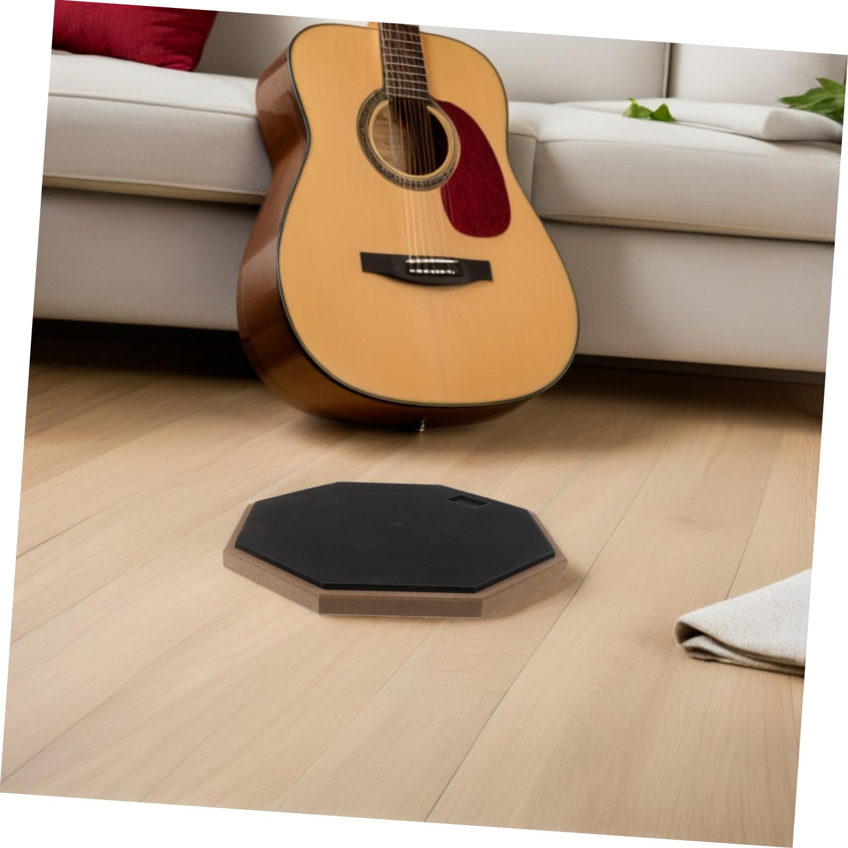 TOYANDONA Pad de Práctica de Batería Silencioso de Goma Octagonal de 12 Pulgadas con Diseño Portátil y Estable para Uso en Escuela y Diversas Prácticas