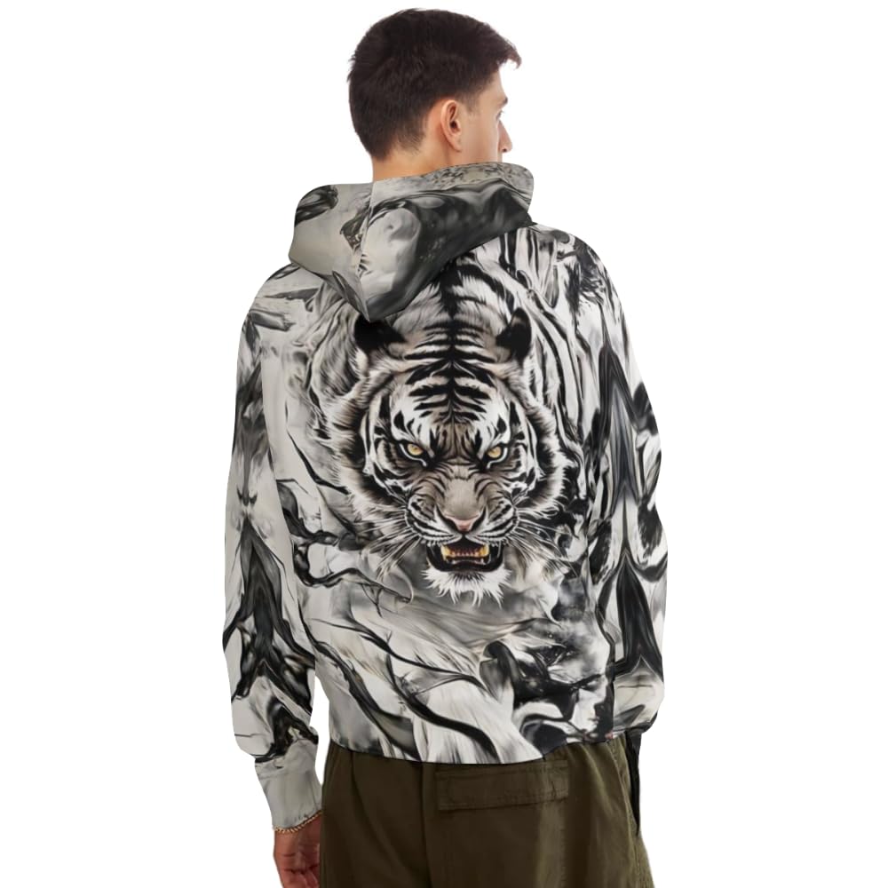 Set di felpa con cappuccio unisex con stampa animale, da donna, tuta sportiva da jogging, a maniche lunghe, girocollo, felpa + coulisse, pantaloni sportivi per il tempo libero