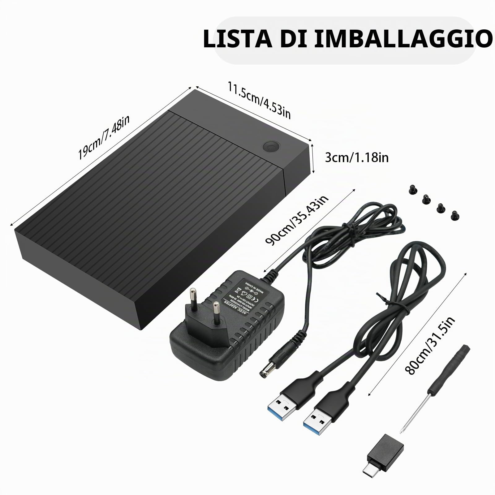 6Gbps Docking Station SSD Hard Disk Esterno HDD 2.5 o 3.5 pollici, USB 3.0 SATA HDD Adattatore per Dischi Rigidi SATA HDDSSD da 2,5/3,5 Pollici con Alimentatore da 12 V/2 A, UASP