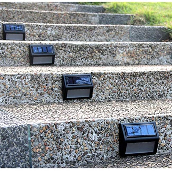 Solar Deck Lights Outdoor 6 Pack, Waterproof LED Solar Step Lights for Stair Railing Patio Fence Wall Walkways, Daylight White