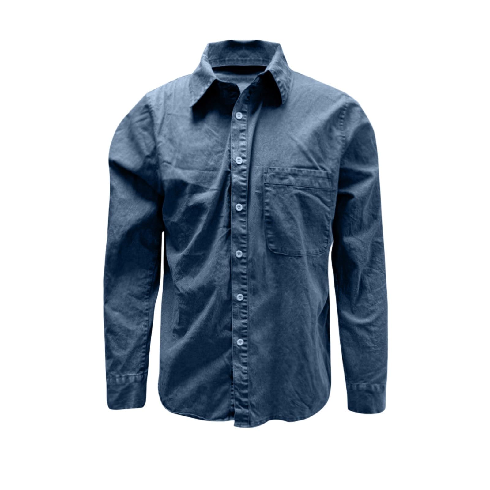 Camicia di Jeans Uomo Manica Lunga Vintage Giacca Casual Denim Camicie Uomo Oversize Giacca Camicia Elegante Manica Lunga Retro