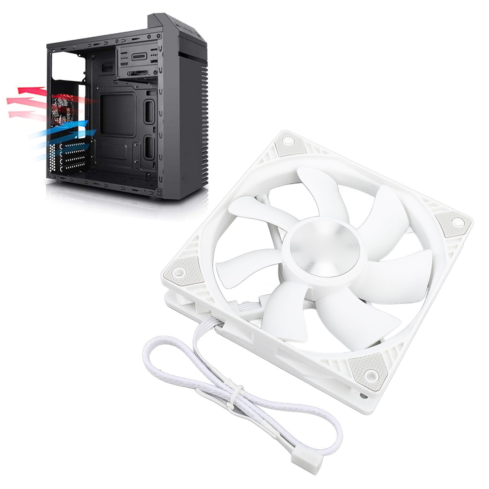 Luocute 120mm Case Cooler Fan, PWM Hydraulic Bearing Case Fan, Silent Fan Build Smart Temperature Control PWM Case Fan 120mm 7 Blade Design with Universal Compatibility for PC Cooling